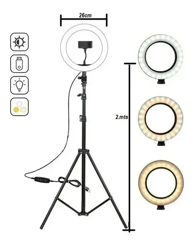 Aro De Luz 26 Cm Profesional 2 Metros De Altura - Imagen 2