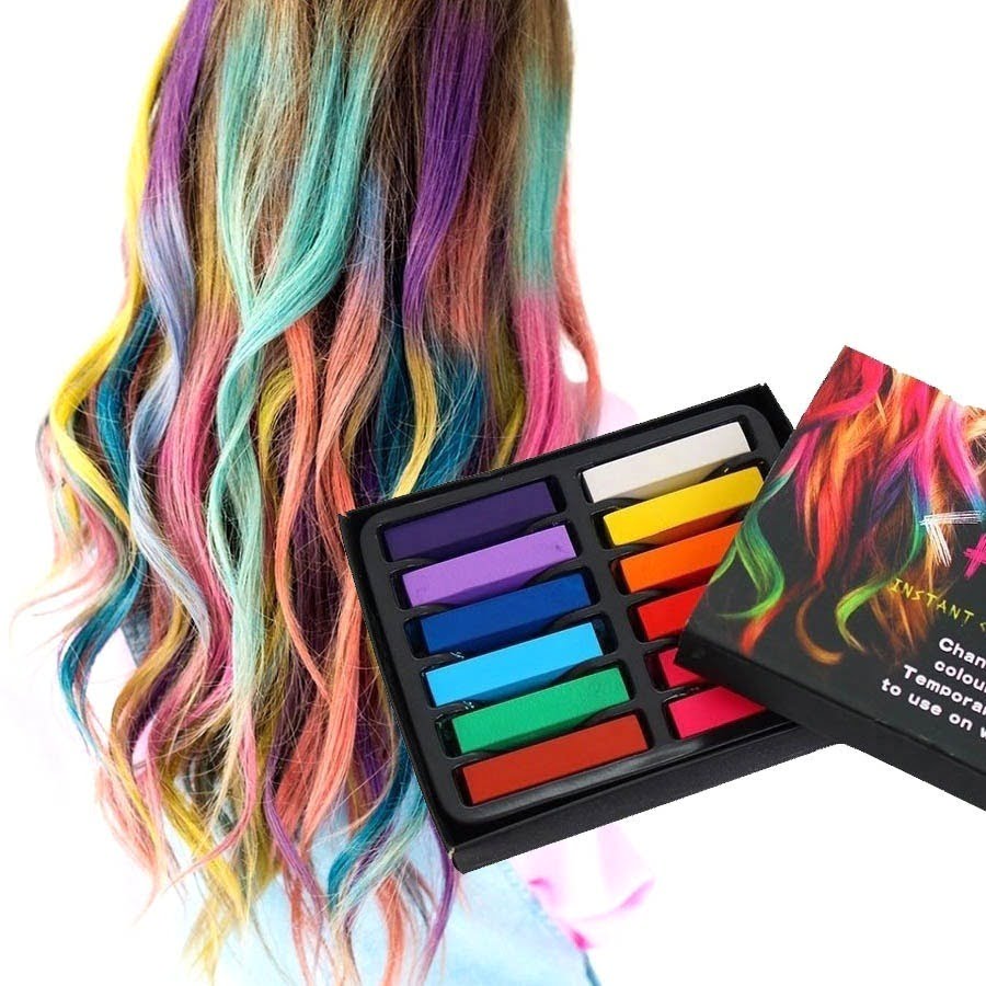 Tizas Tintura 12 Colores Para Teñir Pintar Pelo Hair Chalk - Imagen 3