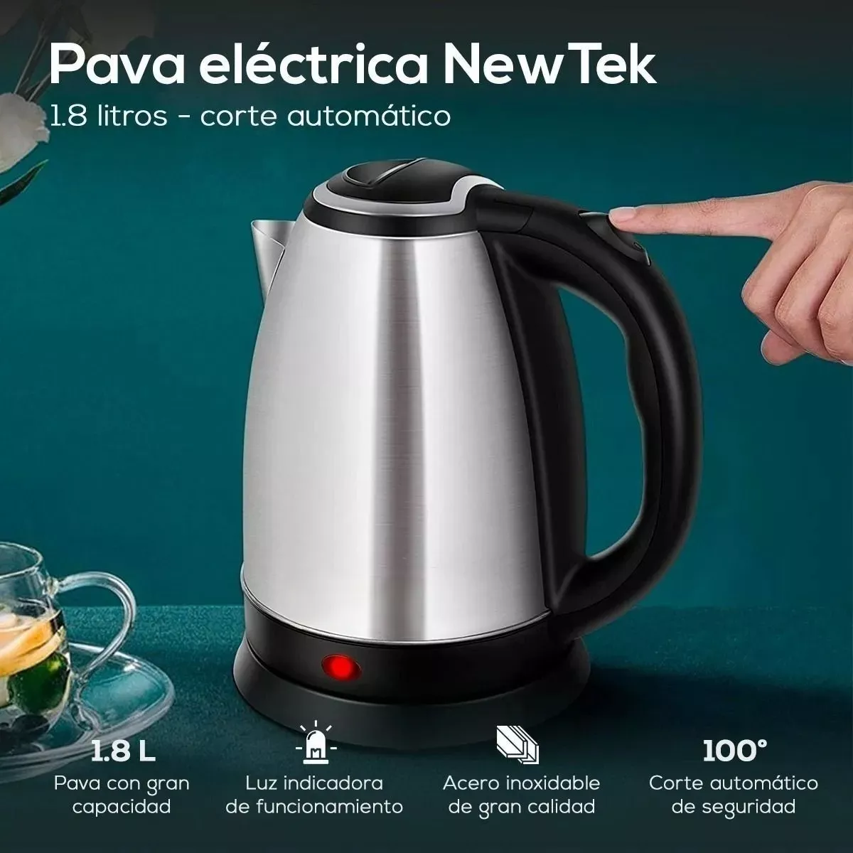 Jarra Pava Eléctrica Acero Inoxidable 1.8 o 2 Litro - Imagen 6