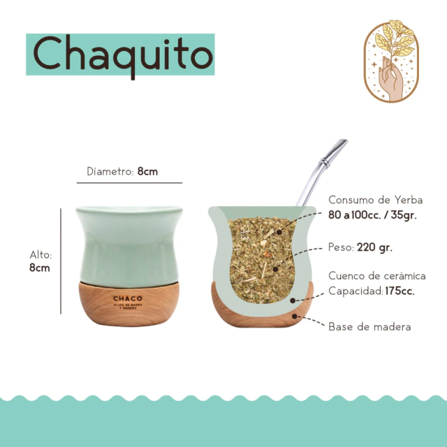 Mate Ceramica Madera Chaco Chaquito Con Bombilla - Imagen 6