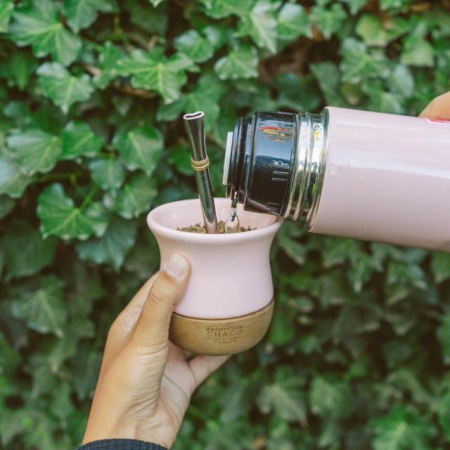 Mate Ceramica Madera Chaco Chaquito Con Bombilla - Imagen 7