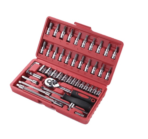 HV1539 Llave Tubo Set Caja Herramientas Juego Cricket x 46 Piezas en Estuche Organizador