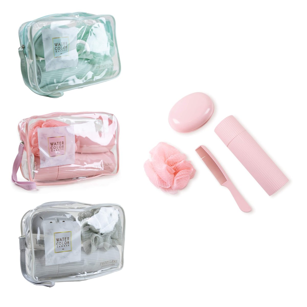 Set Neceser Transparente con 5 Accesorios Esenciales para Viaje