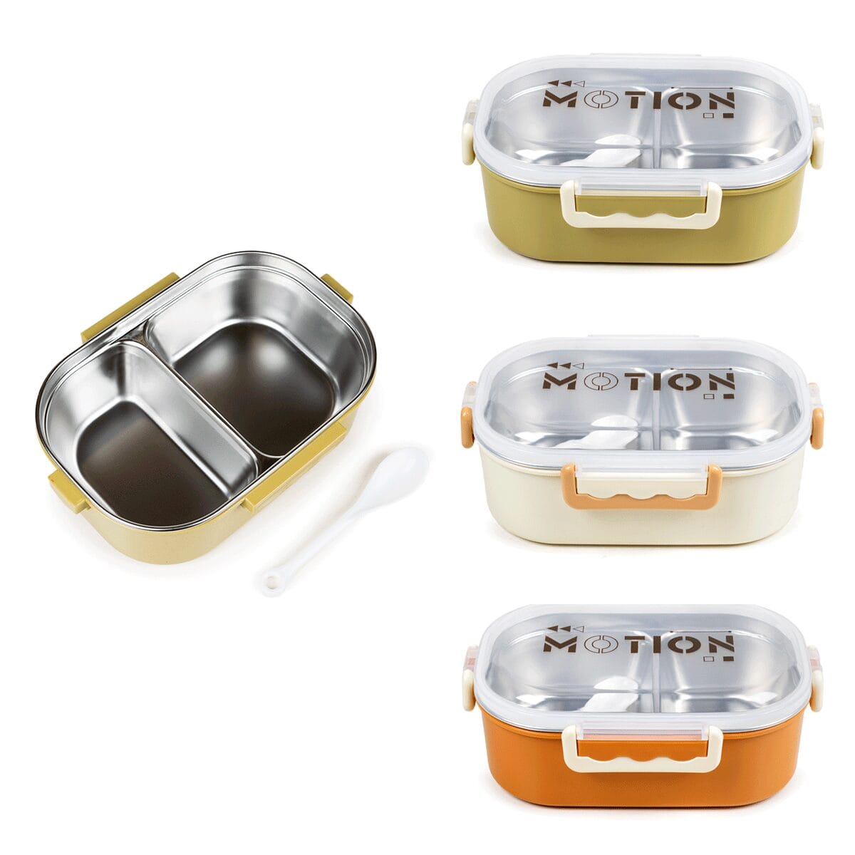 Lunchera De Acero Inoxidable Con Dos Divisiones Tapa Hermética 700ml