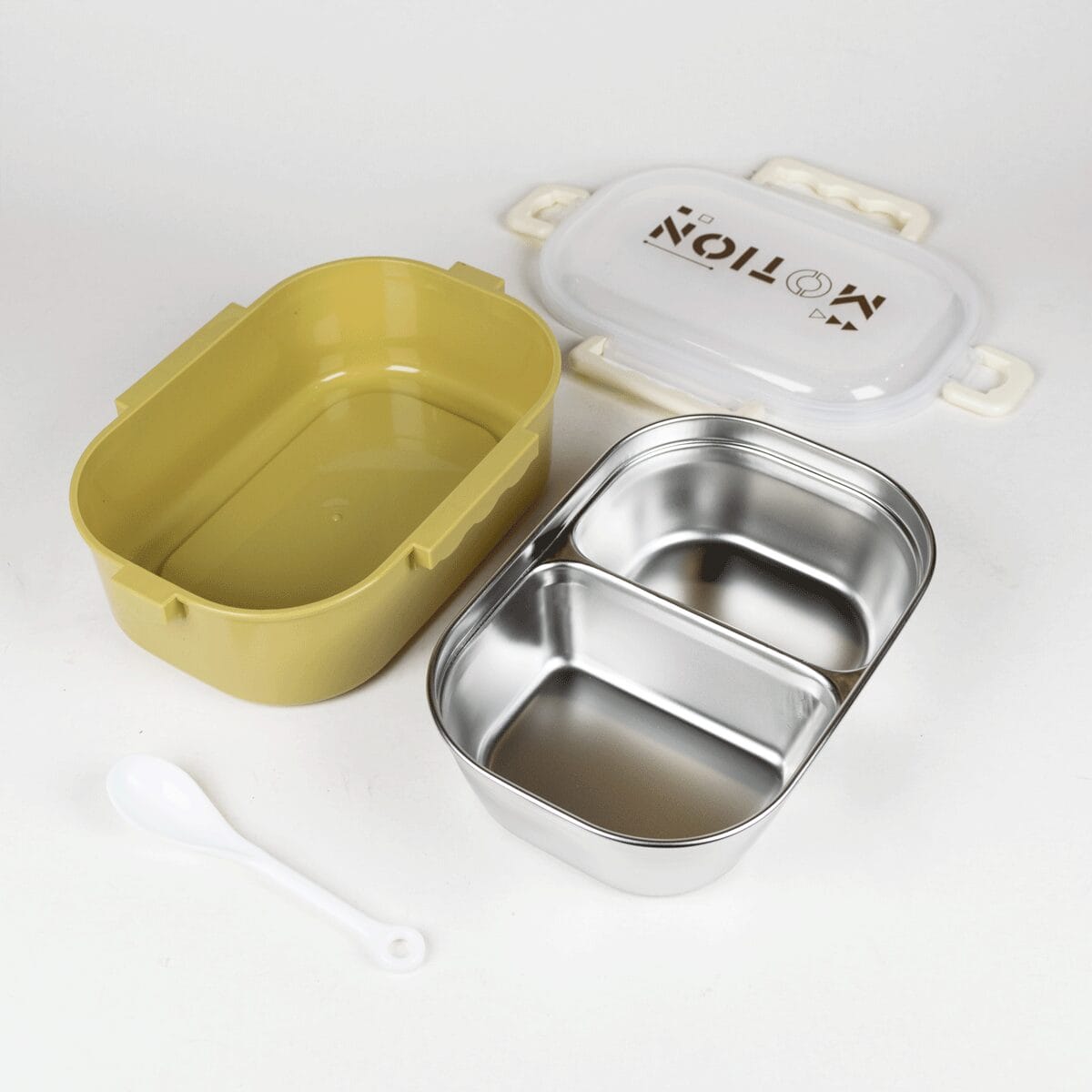 Lunchera De Acero Inoxidable Con Dos Divisiones Tapa Hermética 700ml - Imagen 4