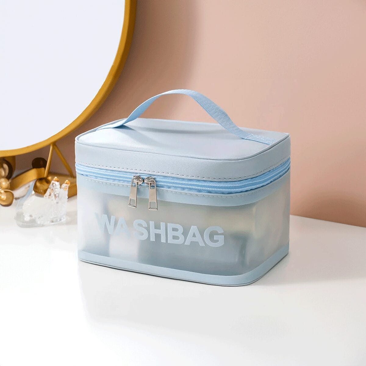 Washbag Neceser Cuadrado Con Tapa y Manija Transparente – Organizador de Valija Versátil - Imagen 5