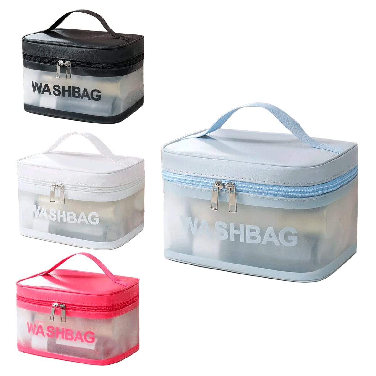 Washbag Neceser Cuadrado Con Tapa y Manija Transparente – Organizador de Valija Versátil