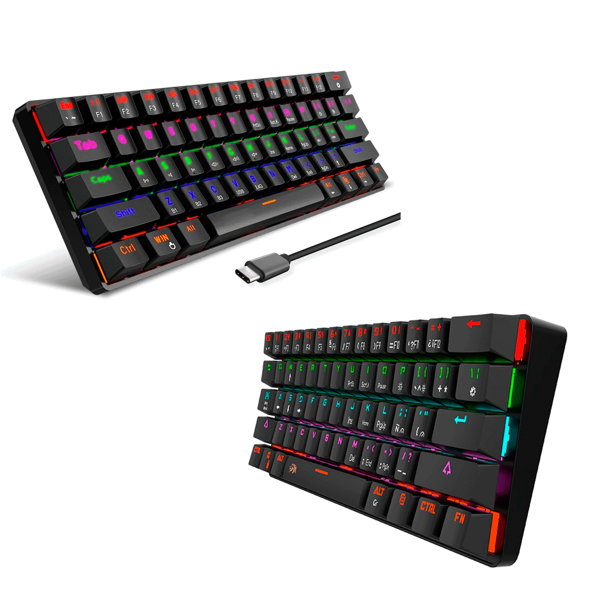 Teclado Gamer Mecánico Compacto Dominate 60% Español Switch Blue Usb Con Retroiluminación RGB - Imagen 3